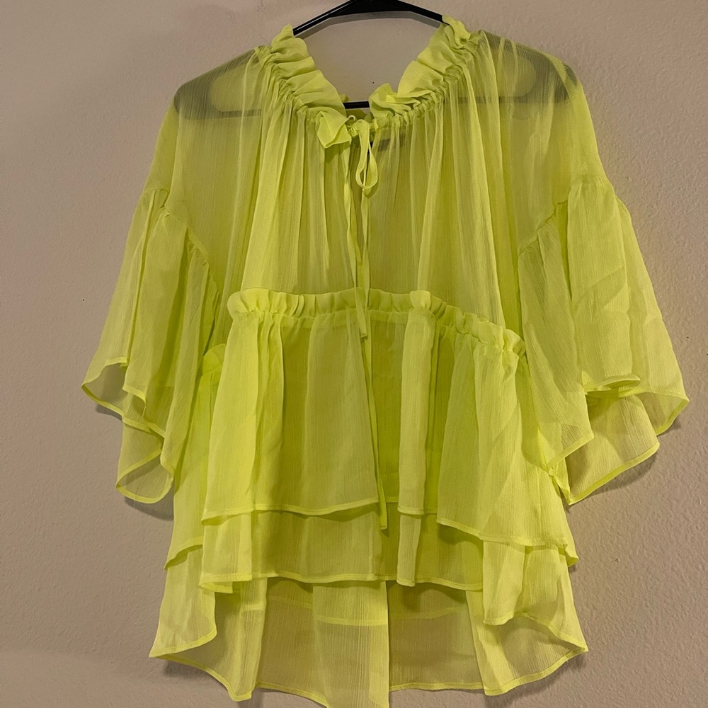 Zara Neon Sheer Blouse
